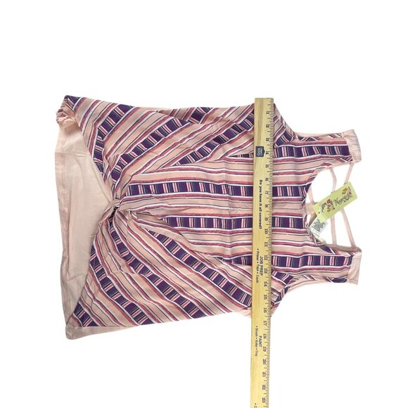 Magenta Girls Top Size L Sleeveless Striped Knot-Front Pink & Purple Girl's Cage - Picture 6 of 7